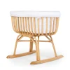 Berceau Rotin - 90x70x71 Cm + Habillage Jersey Ecru - Matela