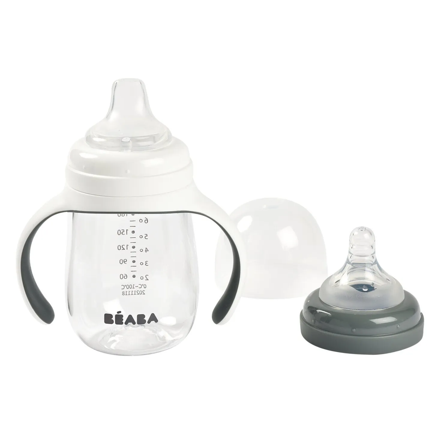 Biberon d'apprentissage 2 en 1 210ml Gris minéral