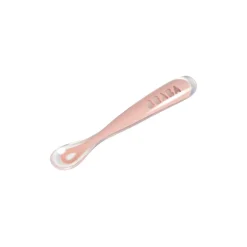 Cuillère 1er âge silicone Vieux rose