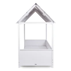 Lit Cabane Avec Toit - 90x200 Cm - Bois - Blanc