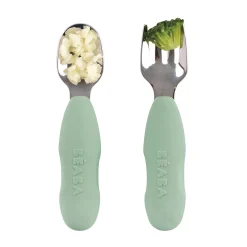 Lot 2 pré-couverts d'apprentissage Inox Vert sauge