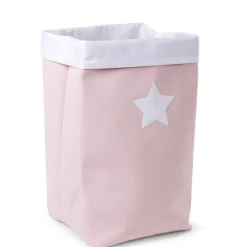 Panier De Rangement - 32x32x60 Cm - Toile - Rose Tendre Blan