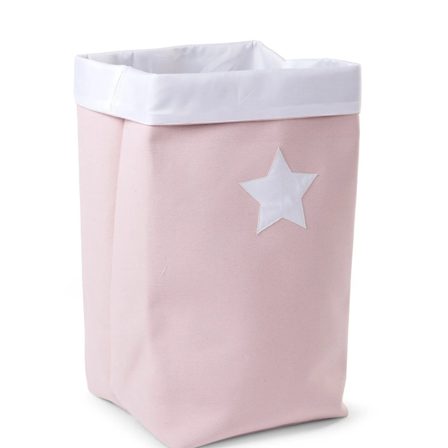 Panier De Rangement - 32x32x60 Cm - Toile - Rose Tendre Blan