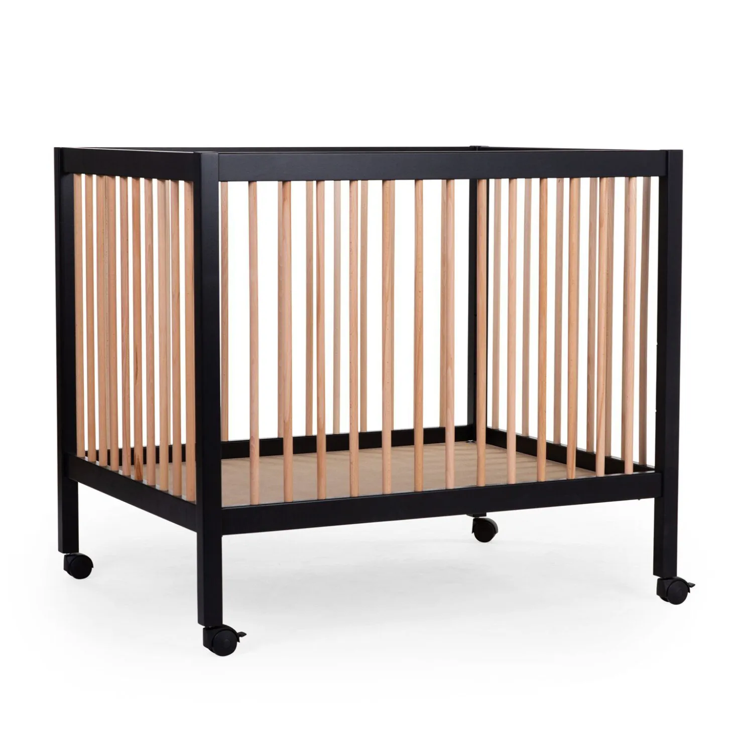 Parc 97 + Roues - 95x75 Cm - Bois - Noir / Naturel