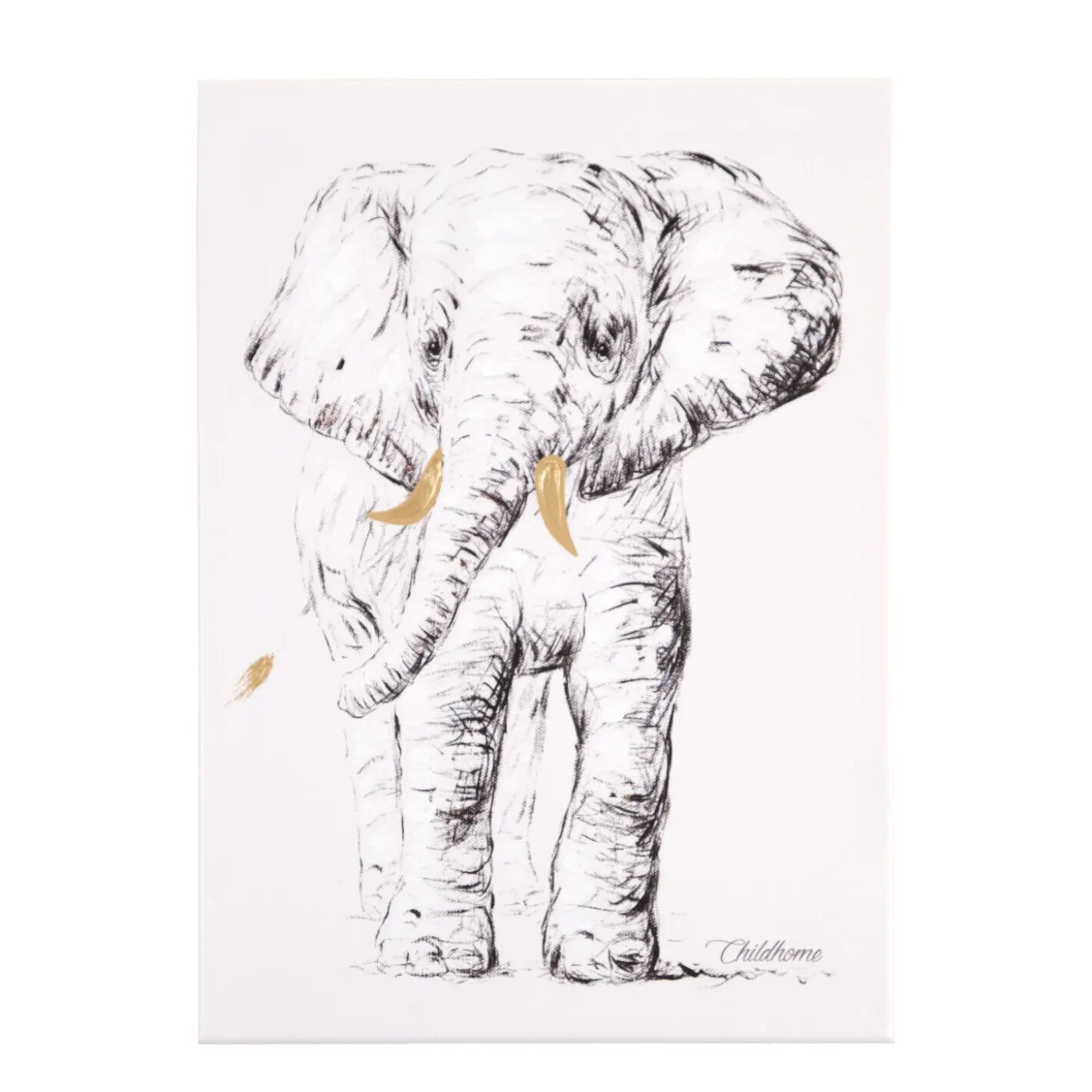 Peinture - Eléphant + Or - 30x40 Cm