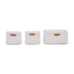 Set Of 3 Hanging Storage Baskets - 21x14x10 Cm + 14x10x10 Cm -Teddy Off white