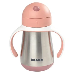 Tasse paille inox 250ml Vieux rose